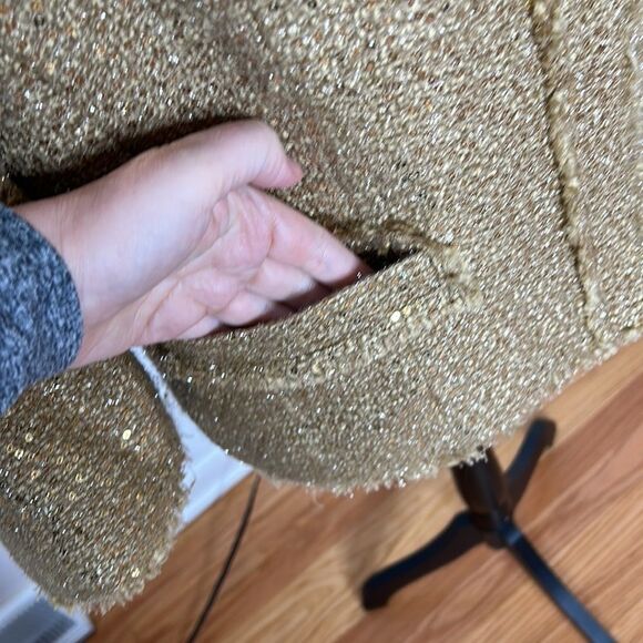 Chico’s Gold Boucle with Gold Sequins Jacket, Size 1 - Picture 5 of 10